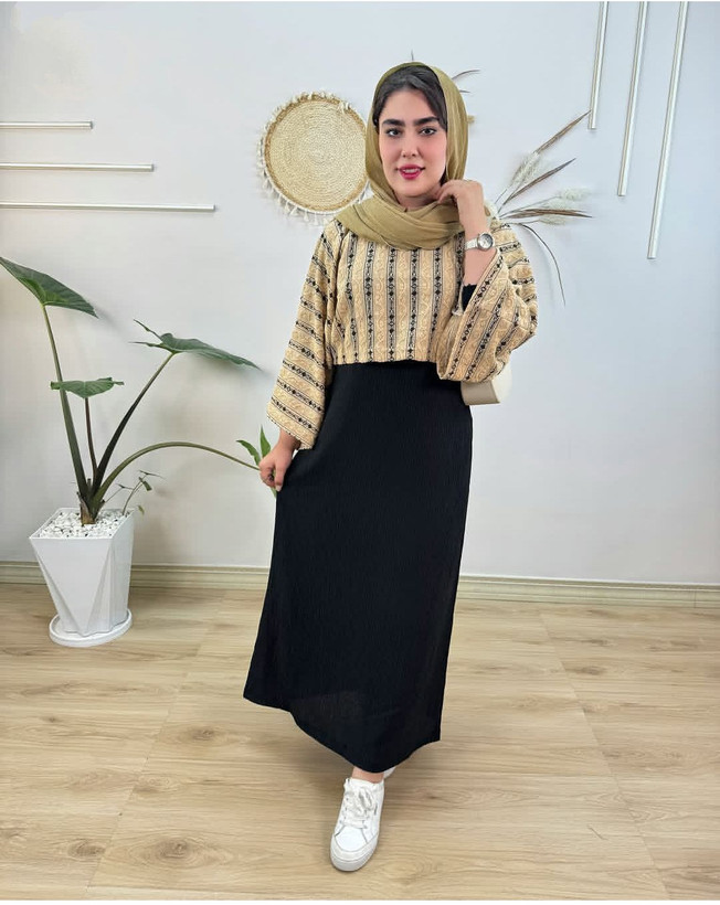 ست دو تیکه ـ سارافون و رویه ـ کراش ـ مدل ساحل ـ کد8080