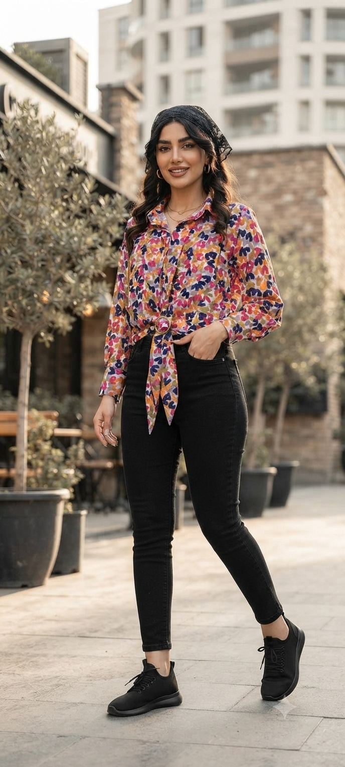 شومیز جلو گره ای ـ سگک دار ـ زنانه ترند ـ مدل لاریسا ـ کد 136523