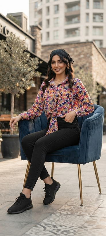 شومیز جلو گره ای ـ سگک دار ـ زنانه ترند ـ مدل لاریسا ـ کد 136523