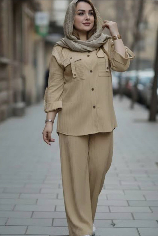 ست دو تیکه زنانه ـ شومیز شلوارـ مدل سمیرا ـ جنس آیوا ـ کد136985