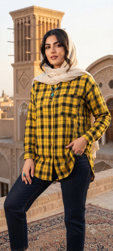 شومیز مانتو ـ چهار خونه ـ کشمیر ـ مدل لیلا ـ کد690789